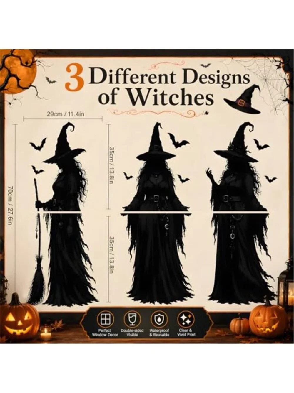 Halloween Decorations Witch Window Clings for Halloween Party Decor